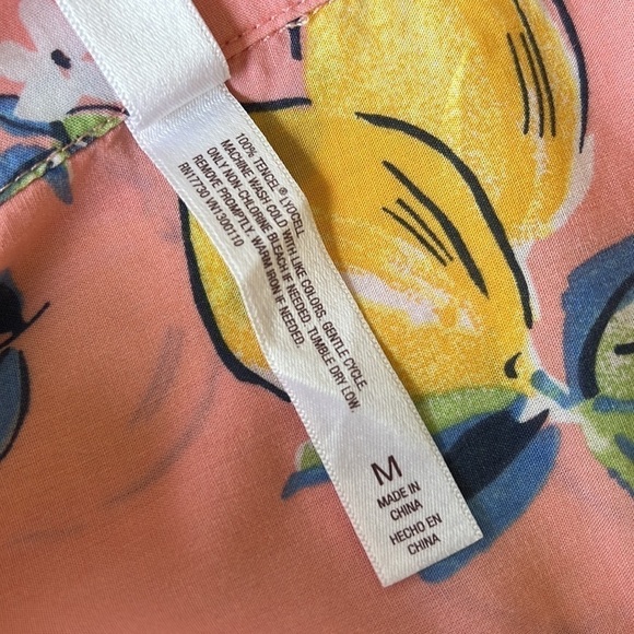 Gillian & OMalley Lemon Print Long Sleeve‎ Collared Sleepwear Pajama Top - Picture 8 of 11